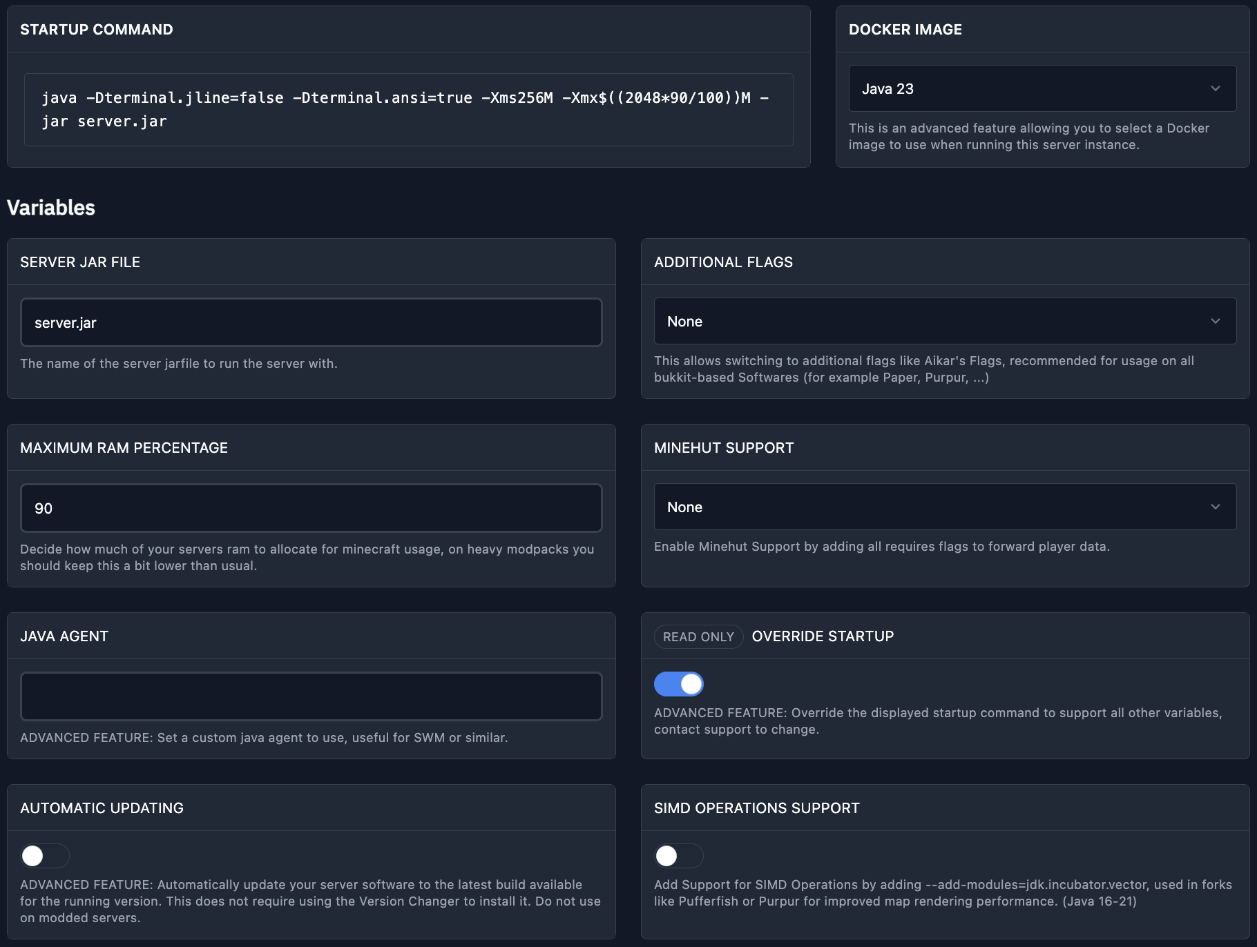 Flexible Startparameter