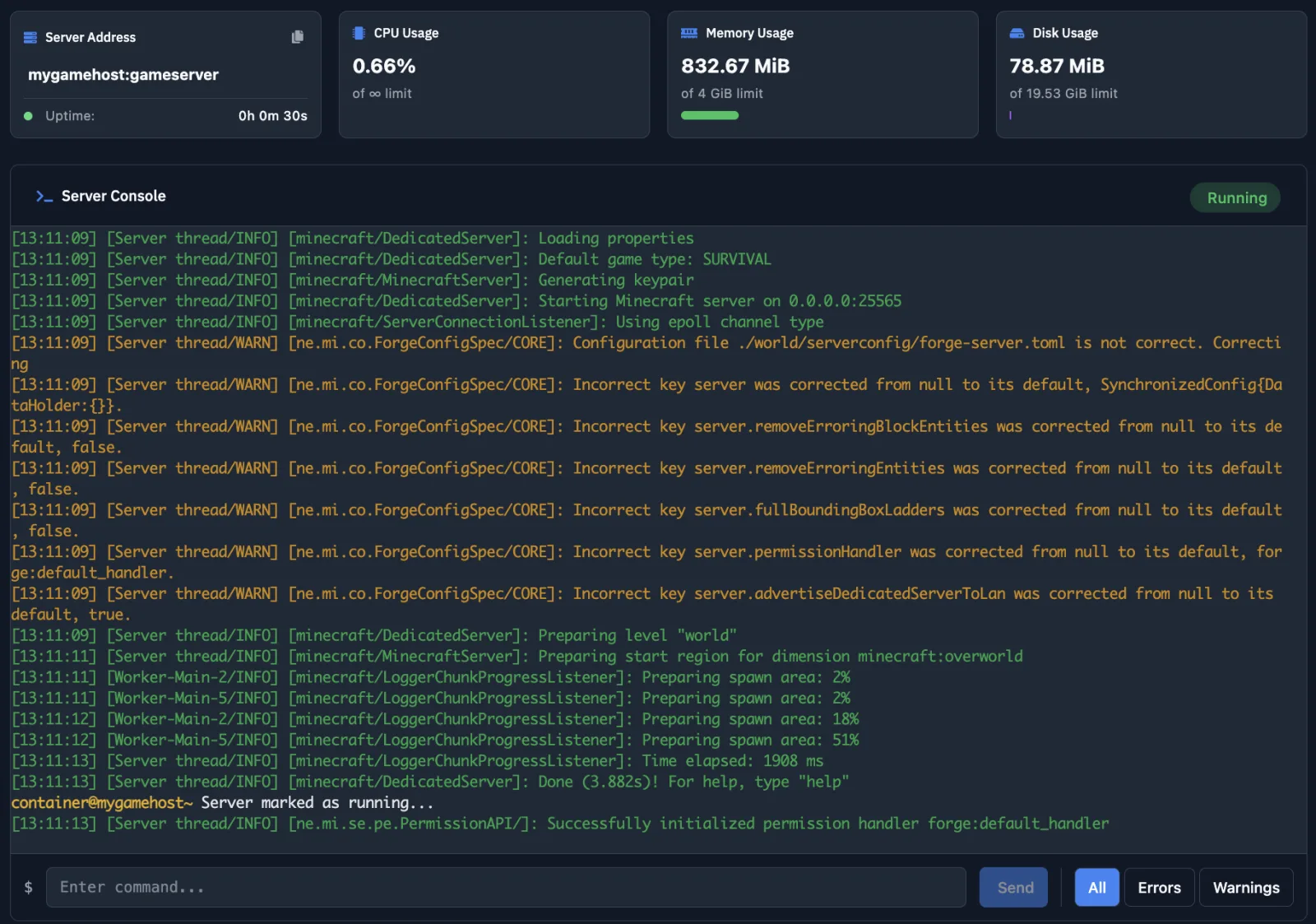 Console View After Install