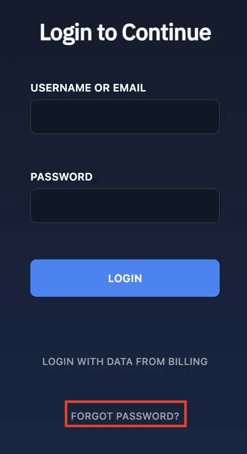 Forgot Password Button